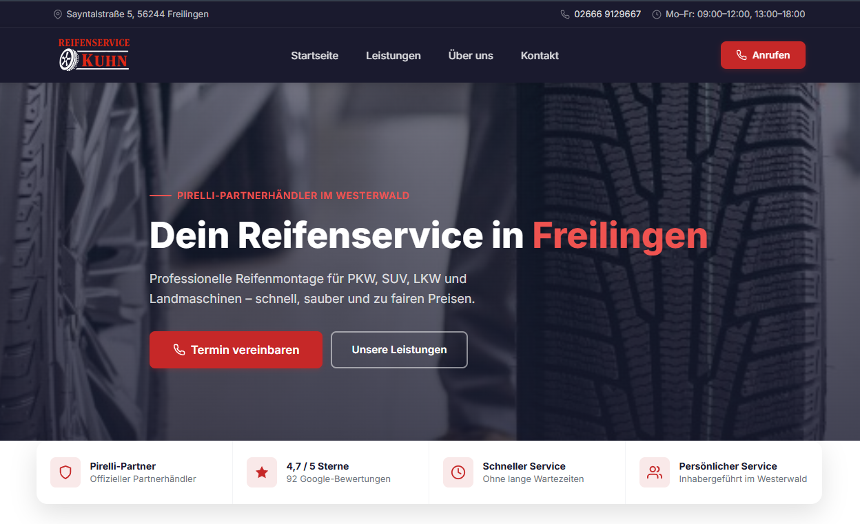 Reifenservice Kuhn – Website